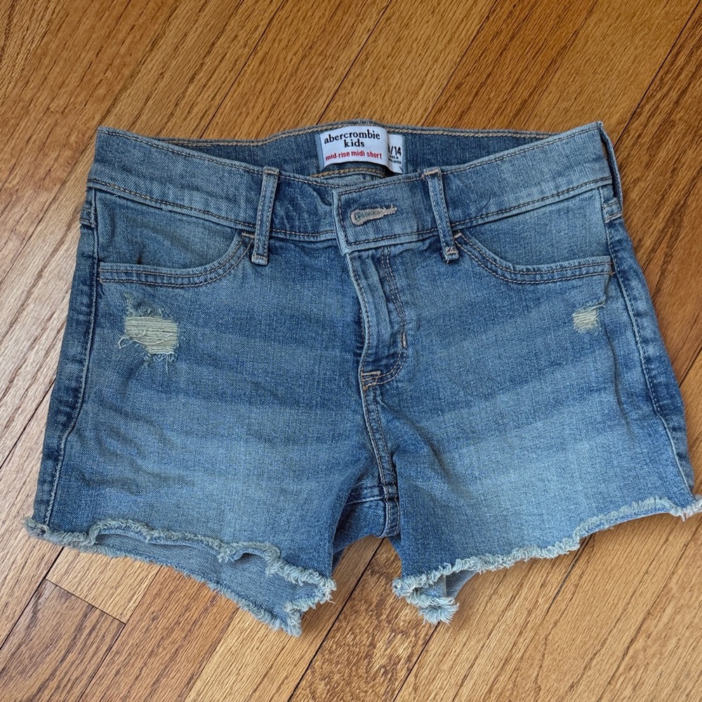 Abercrombie kids Distressed Blue Jean Shorts
